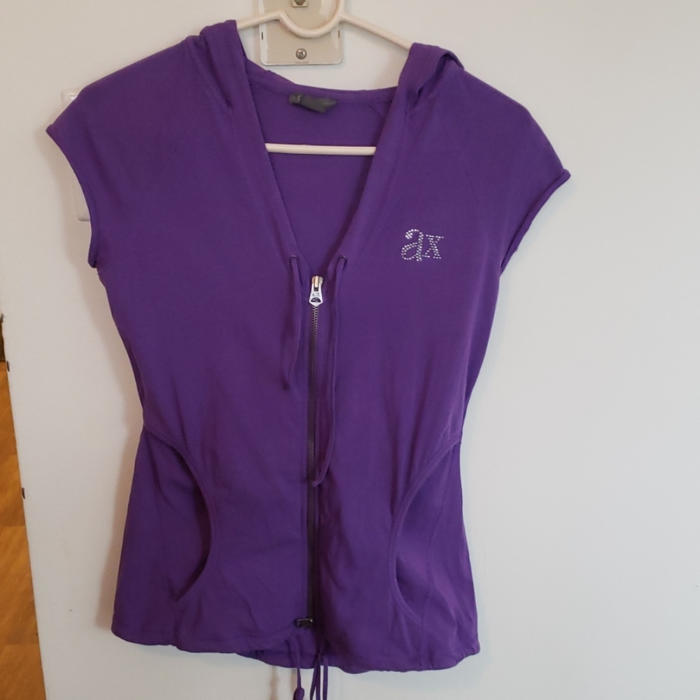 Armani Exchange purple short sleeve hoodie